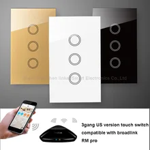 Broadlink RM PRO+RF Touch Wall Switch US 2Gang 433MHZ Wireless Switch Universal WIFI Smart Home Remote Controller WIFI+IR+RF
