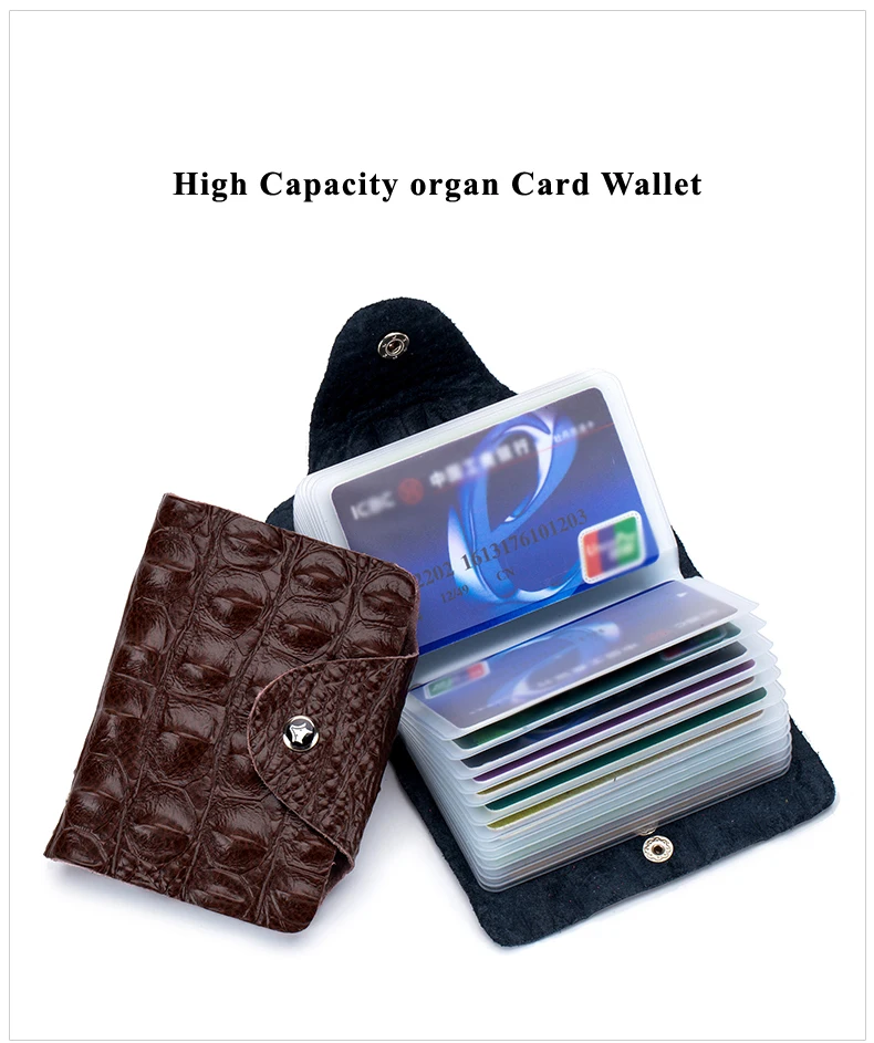 Lomelobo Split Leather Card Holders Men & Women Alligator Pattern Passport bag Credit ID Cards Holder 26 card slots Cards Wallet 2019 HCL400 Details (03)