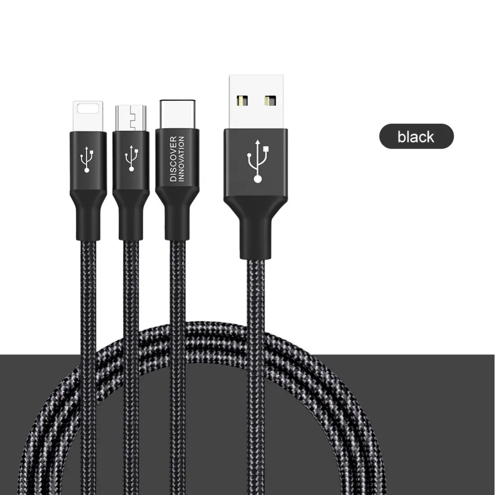 5 V/3A NILLKIN нейлоновый usb-кабель для зарядки и быстрой зарядки для iPhone кабель для быстрозаряжаемый Micro Тип-c 3-в-1 кабель для Oneplus X 7 Redmi Note 7 mi9 se