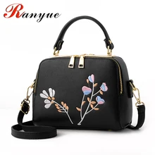 RANYUE 2017 Nouvelle Mode Broderie Sacs Femmes Haute Qualité PU Fleur En Cuir Bandoulière Sacs Pour Filles Sacs À Main De Luxe Femmes Sac