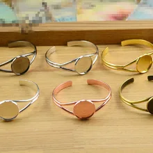 20 мм 7 цветов покрытый V образный браслет настройки кабошон основа Камея пустая рамка лоток Высокое качество аксессуары