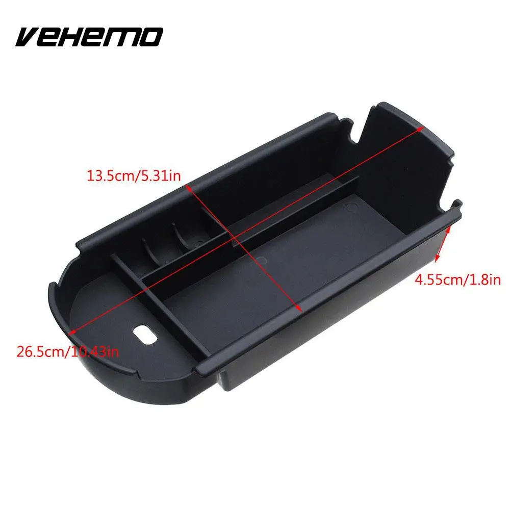 Vehemo Interior Black Car Armrest Storage Box Auto Armrest Storage Box