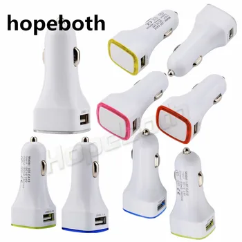 

hopeboth 5V 1A 2.1A Led Light Dual usb Car Charger Adapter Universal Charing Adapter for iphone Samsung S7 HTC LG Cell phone