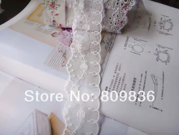 

5yrd/lot Width:4cm ZAKKA cotton mesh lace,sewing lace embellishment for cloth, rose embroidered (ss-4001)