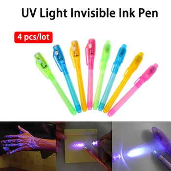

4pcs/lot UV Light Invisible Ink Pen Luminous Toys Funny Marker Pen Kids Students Gift Novelty Stationery School Novelty Gag Toys