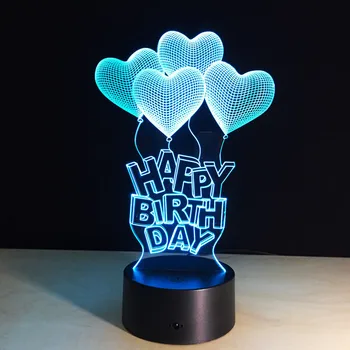 

3D lamp LED Happy Birthday Gift Love Balloons Table Light Acrylic Night Lamp with 7 Colors Change Remote Touch Switch kids light