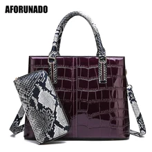 Роскошные женские сумки, дизайнерские сумки из крокодиловой кожи, сумки через плечо для женщин, Змеиный кошелек, сумки-мессенджеры, 2 комплекта