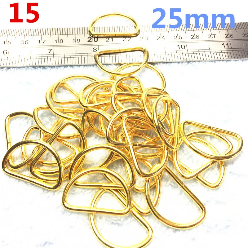 15  25mm gold Plated D Ring Semi Ring Ribbon Clasp Knapsack Belt Buckle (2)