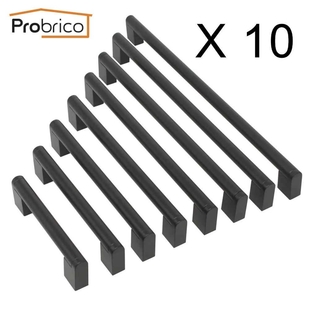 Probrico 10 قطعة أسود مجلس الوزراء المقابض للأثاث درج مقبض الباب دولاب مطبخ مضمد خزانة الفولاذ المقاوم للصدأ