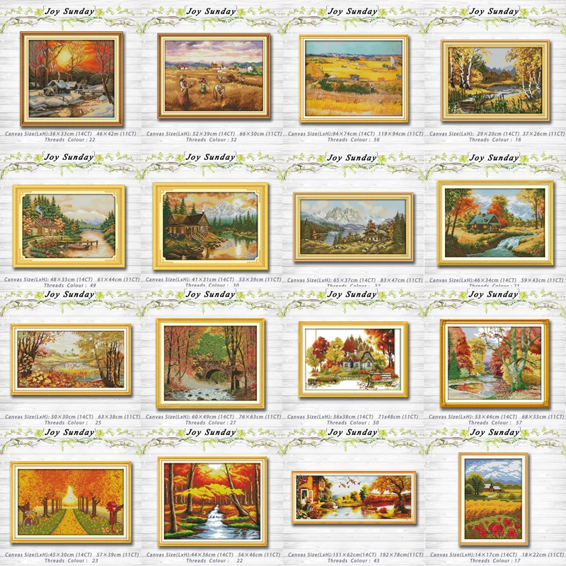 

Autumn scenery mountain autumn painting 14CT 11CT counted cross stitch kits embroidery set Needlework Set chinese cross stitch