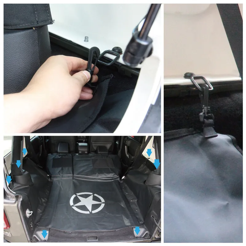 Tie-down D-ringsTrunk & Cargo Net Cover , organizer Set Ring-pull  Compatible With Factory Tiedown Fit For Jeep Wrangler JK 2007-2018 (6)