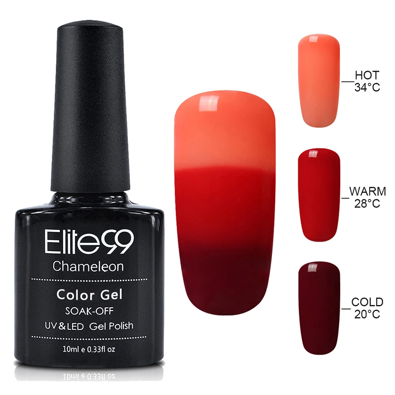 Elite99 10 мл гель лак для ногтей Гель-лак Хамелеон Температура Изменение цвета лак для ногтей тепловое изменение цвета УФ Гель-лак для ногтей