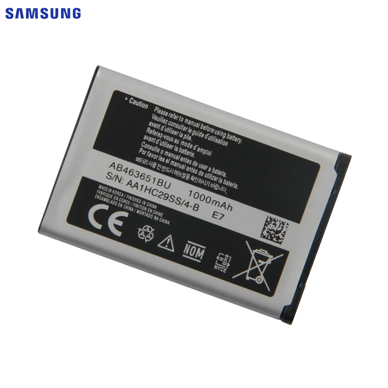 Оригинальная батарея samsung AB463651BU для samsung W559 S5620I S5630C S5560C C3370 C3200 C3518 J808 F339 S5296 C3322 GT-C3530 S5610