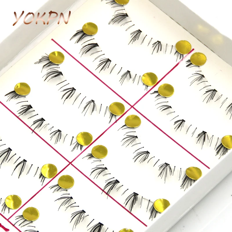 

YOKPN Handmade Lower Lashes Natural Bare Makeup Transparent Stems Paragraph Lower Lashes Natural Make-up Under Cross Eyelashes