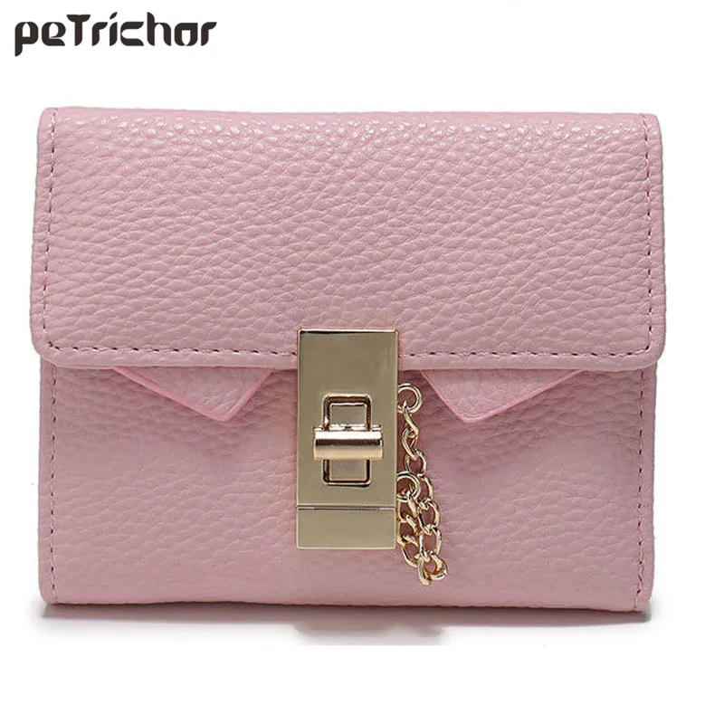 

New Korean Fashion Style Women Short Wallets Money Purse Note Compartment Hasp Solid Girl Bags Synthetic Leather Card Holder