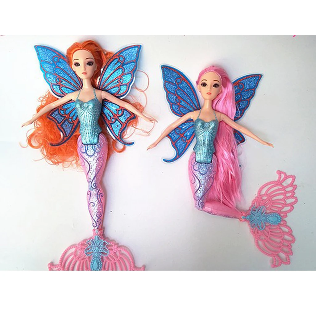 MagiDeal волшебное платье принцессы Кукла, Русалка, игрушка для девочек; топ с украшением в виде крыльев бабочки