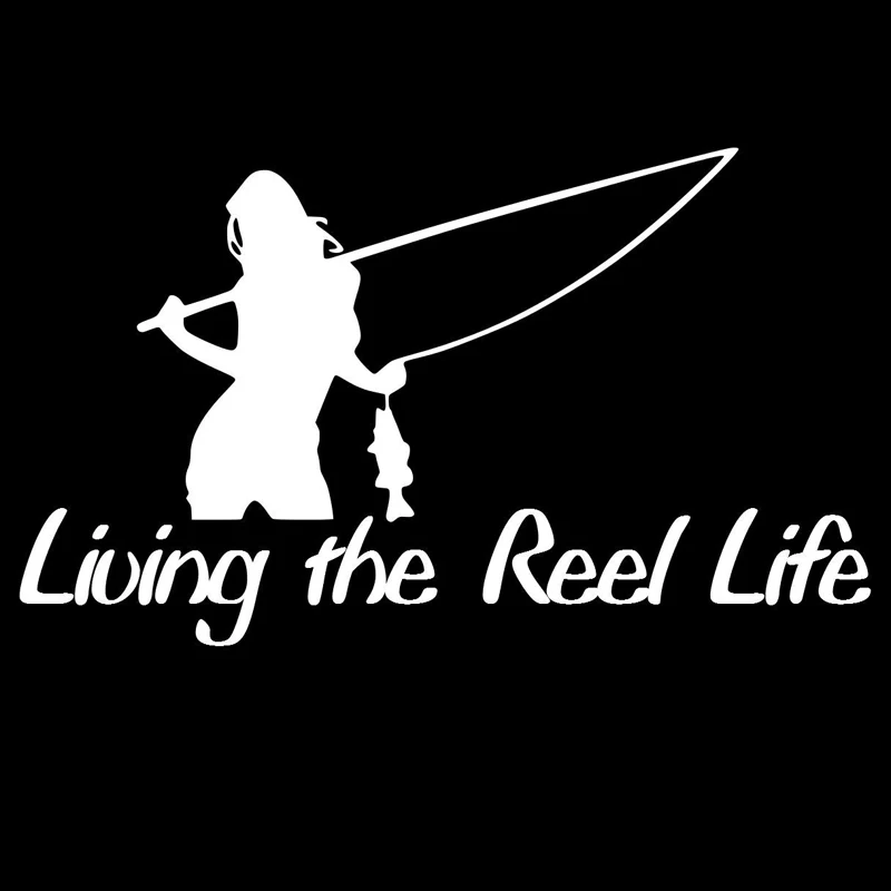 15cm*8.8cm Living The Reel Life Girl Sticker Fishing Decor Car Sticker  Vinyl Decal S4-0218 - AliExpress