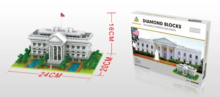 YZ Diamond Blocks всемирно известный строительный белый дом кирпичи CN башня торги фигура