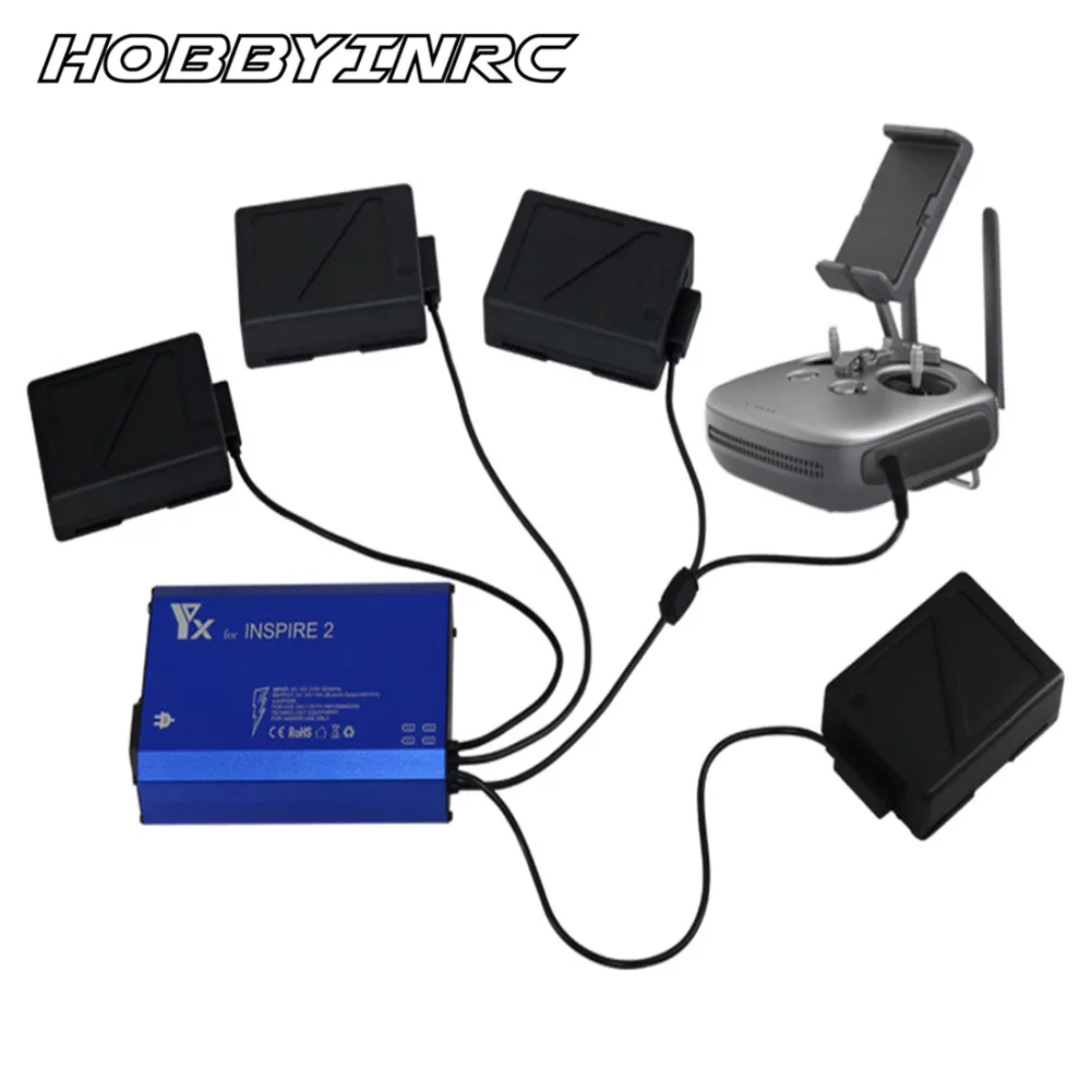 

HOBBYINRC Fast Charging 4-in-1 Multi-functions Intelligent Charger for DJI INSPIRE2 Remote Control Battery RC Drone Accessories