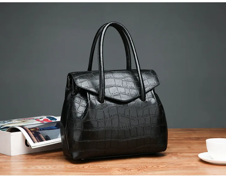 MJ Women Handbag Alligator PU Leather Shoulder Bag Female Large Capacity Top-Handle Bags Luxury PU Leather Tote Messenger Bag (21)