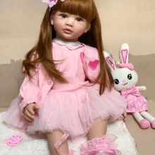 60 см, мягкая силиконовая кукла-Реборн, игрушка для девочки, длинные волосы, принцесса, малыши, реалистичные, живые, Bebe, Bonecas, подарок на день рождения