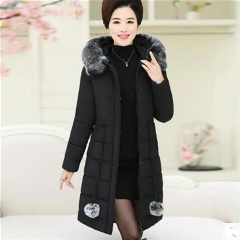 Chaud Wine Femmes Taille Manches 1122 Au Capuchon Nouveau Haute Red Lâche Moyen Garder Vêtements D'âge De Longues Coton Qualité black Grande Down Manteau w1Z4SCntxq