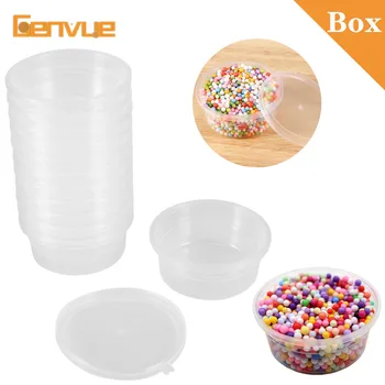 

2019 New Round Box Slime Fluffy Foam Ball DIY Clay Printing Craft Storage Containers Organizer With Lids For 20g Slime Supplies