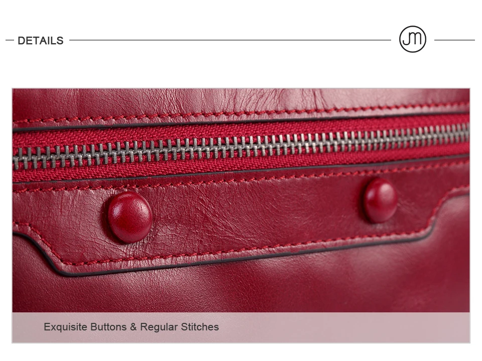 Jamarna Women Wallets Wallet Female Leather Natural Double Zipper Wallet Women Red Coin Purse Card Holder Oil Wax               1_09