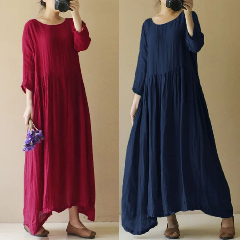 

Celmia Oversized Summer Women Maxi Long Dress Casual Loose Female Pleat Shirt Dress Vestidos Mujer 2019 Plus Size Sundress