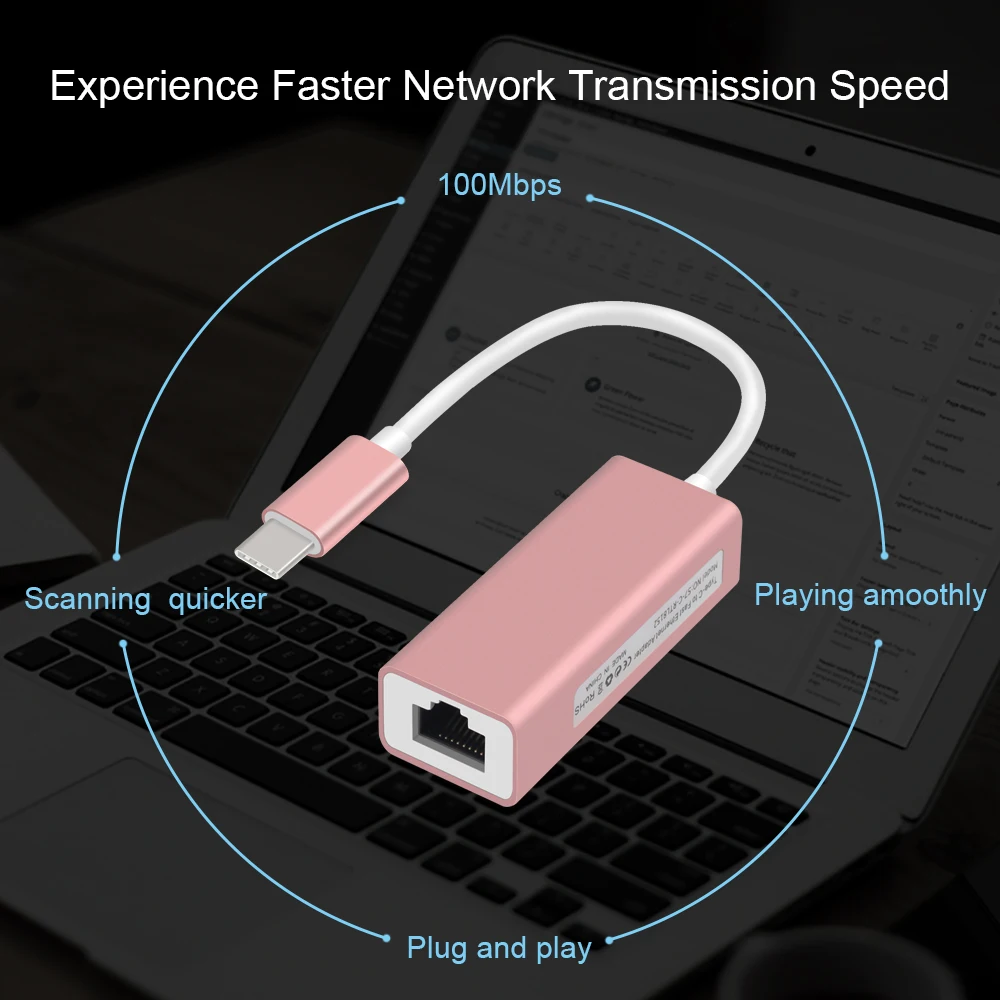 USB C Ethernet Алюминиевый usb type C для Rj45 сетевой карты RTS8152 для MacBook Pro Chromebook Pixel USB-C Rj45 Ethernet