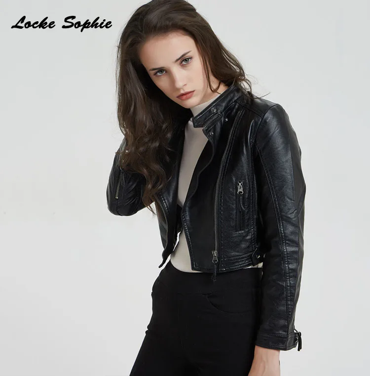 1pcs Women Plus size short jacket blazers 2019 Autumn PU leather Splicing faux fur Small Jacket ladies Skinny locomotive blazers