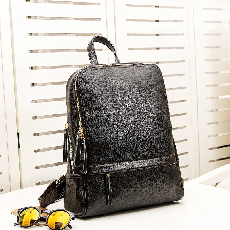 الموضة حقيقية الجلود النساء على ظهره السيدات حقائب السفر فتاة المدرسية Preppy نمط 3 طرق ارتداء الأزياء الحقيبة جديد C679
