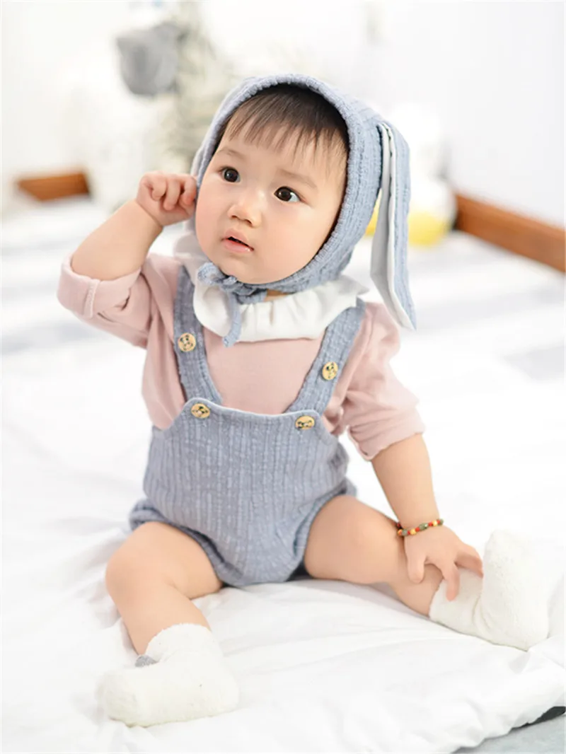 Детский хлопковый комбинезон без рукавов с длинными ушками|baby boy romper christmas|sleeveless