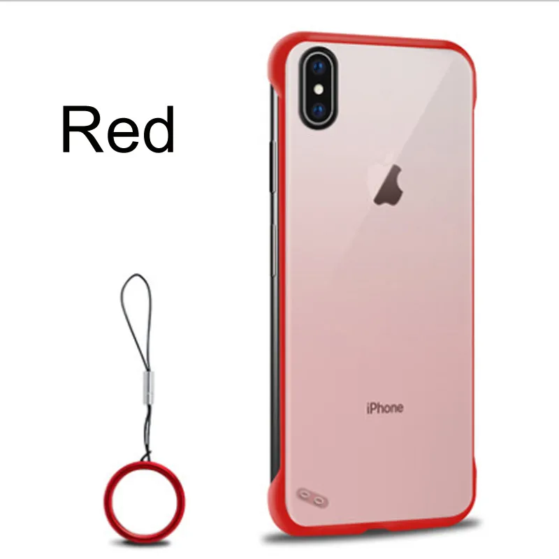 Luxury Frameless Design Phone Cases For iPhone 11 Pro X XR XS Max Ring Scrub Hard PC Cover For iPhone 6 6s 7 8 Plus Back Case - Цвет: Red