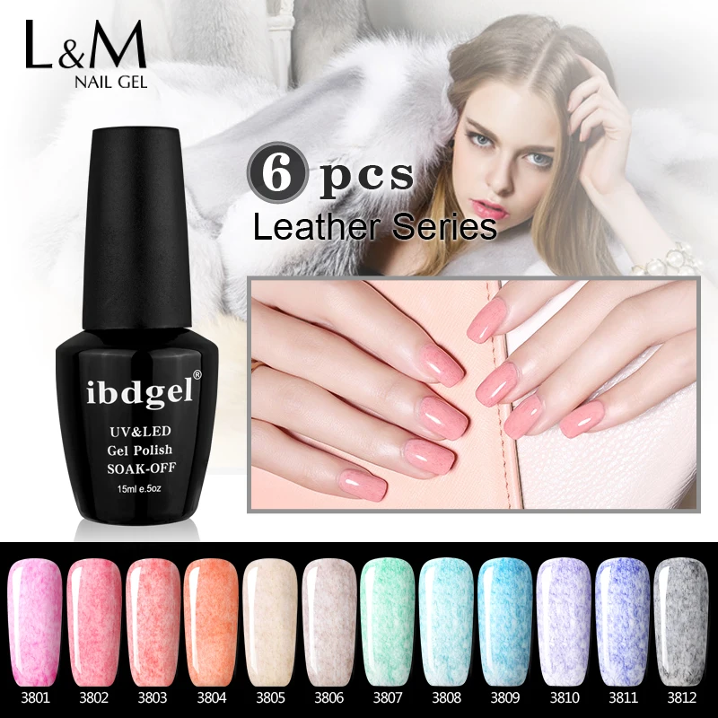

6PCS ibdgel Gel Varnish UV Gel Nail Varnishes Vernis Semi Permanent Lucky 15ml Faux Fur Color Dail Art Salon