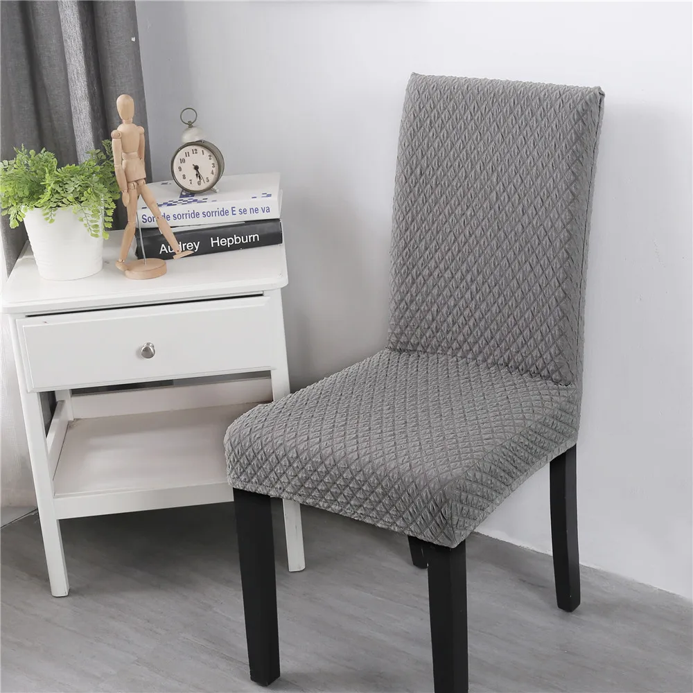 1pc Thick Knit Fabric Chair Cover Big Elastic Simple European Meal Seat