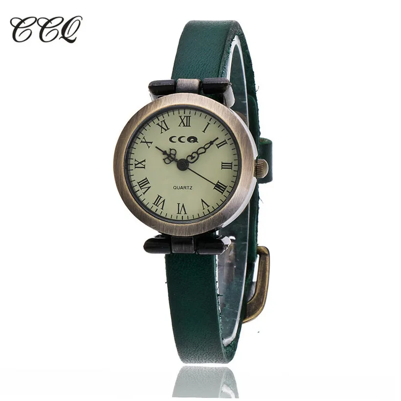 

CCQ Brand Fashion Roma Vintage Cow Leather Bracelet Watch Casual Women WristWatch Luxury Quartz Watch Relogio Feminino