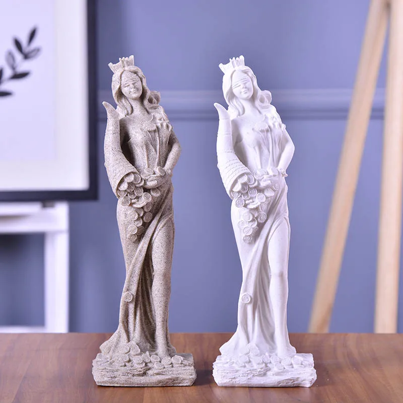 

1 pcs Home Decoration Fashion Abstract Fortune Goddess Sculpture Ornament Handmade Sandstone Wedding Decoration Gift Sculpture