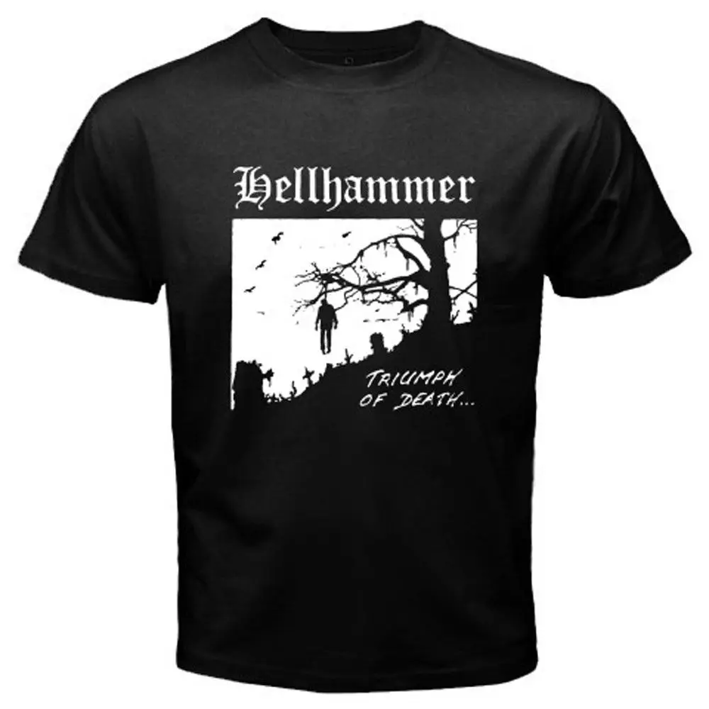 2018 лучшие футболки HELLHAMMER TRIUMPH OF DEATH ➃ металлическая полоса Мужская Черная