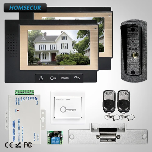 

HOMSECUR 7" Video Door Entry Security Intercom+Intra-monitor Audio Intercom : TC041 +TM702-B