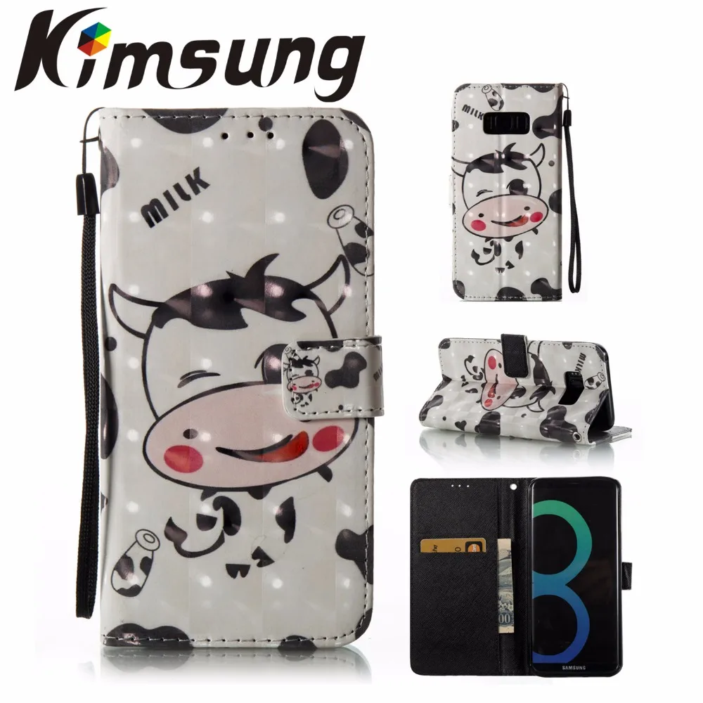 3D painting Case For Samsung Galaxy S8 PU Leather Wallet Flip Cover Phone Coque Fundas Capa |