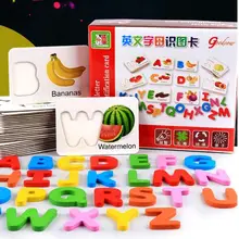 Новые Детские деревянные игрушки 3D Обучения Головоломки 26 букв деревянные головоломки Развивающие игрушки фруктов и овощей познание игрушка
