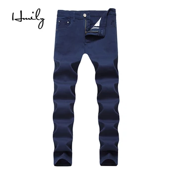 

HMILY Mens Jeans 201 Fashion Casual Male Denim Pants Skinny Trousers Cotton Classic Straight Jeans High Quality