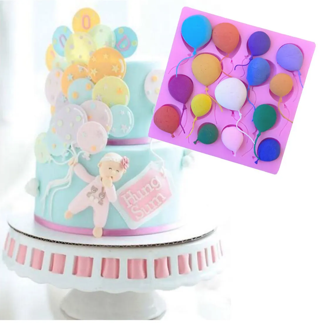 

Useful DIY Balloon Cake Border Silicone Birthday Fondant Cake Decorating Tools Chocolate Cupcake Candy Clay Moulds