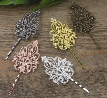 

Antique Bronze/Gold/Silver/Black Barrettes Hair Bobby Pin clips with 48*35mm Flower Tray,DIY Jewelry Finding Accessories 50pcs