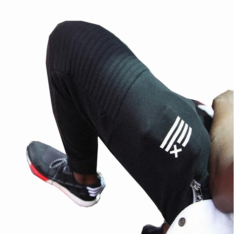 Fashion Men Hip Hop Black Zipper Jogger Pants High Street Men Punk