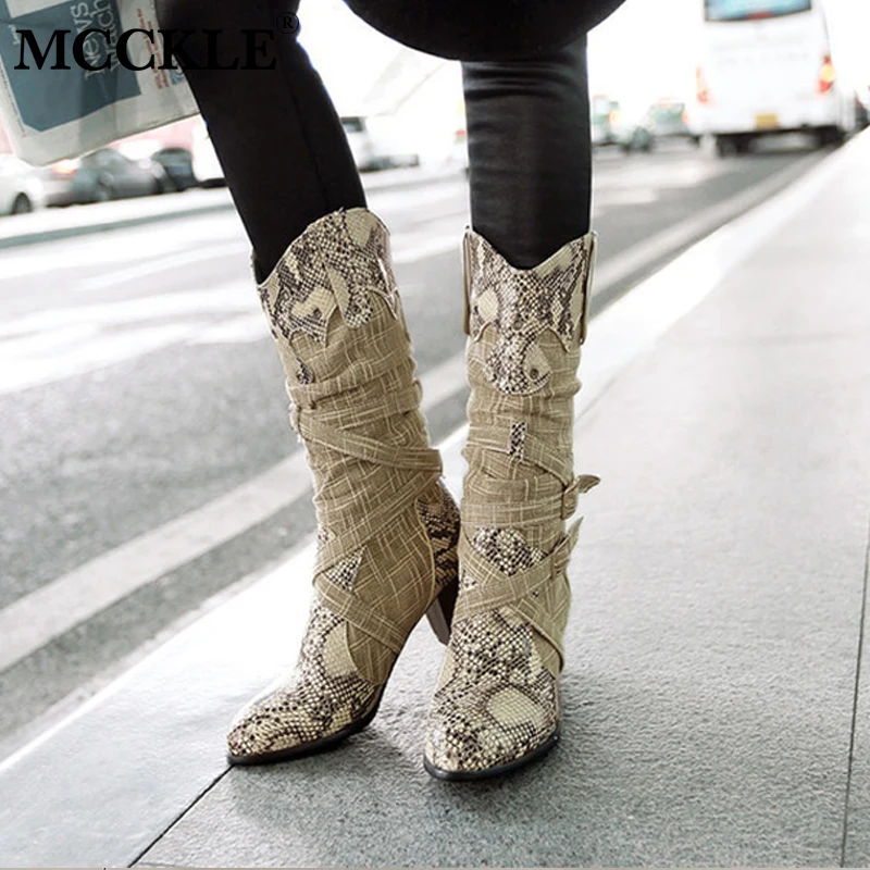 knee snakeskin boots