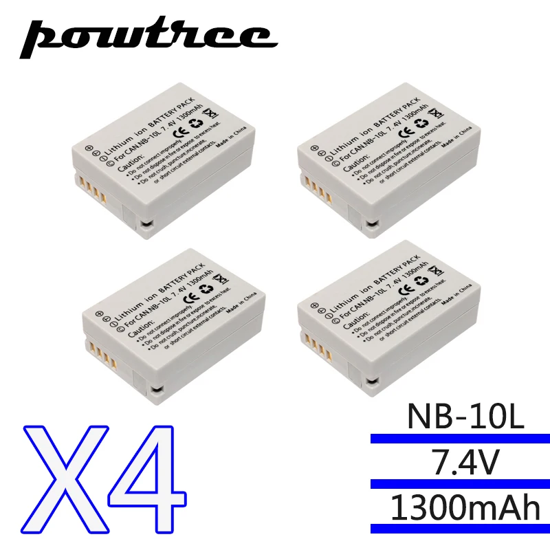 4Packs 7.4V 1300mAh Li ion NB 10L NB 10L Camera Battery for Canon SX40