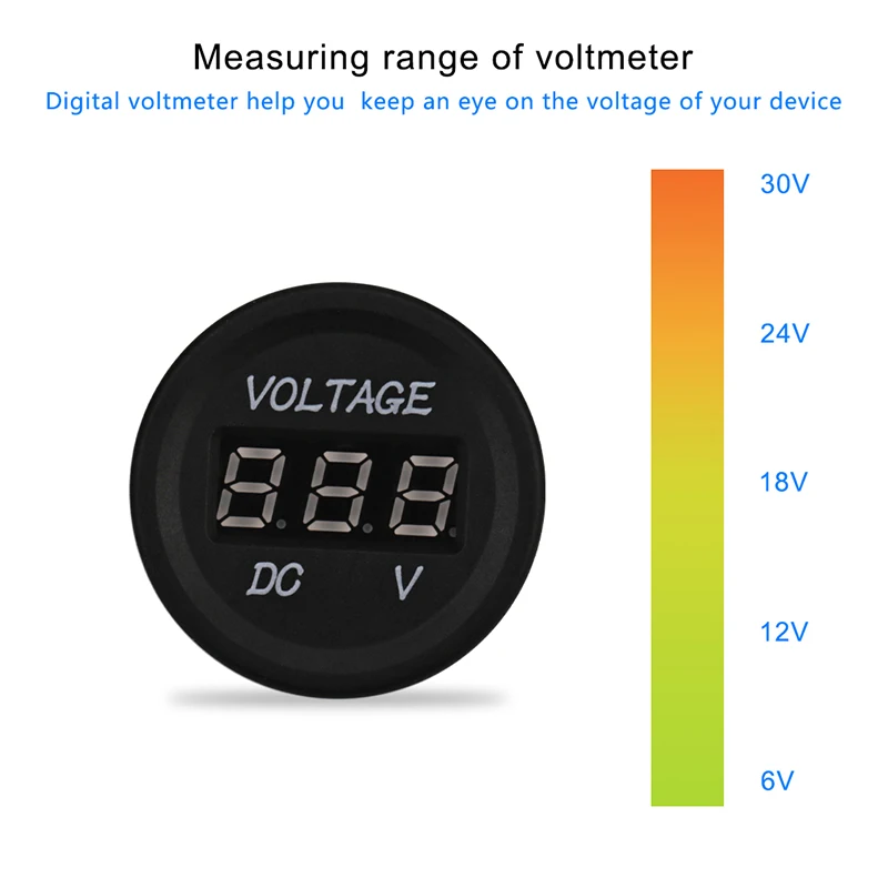 Herorider светодиодный цифровой Панель вольтметр Meter монитор автомобиля с защитой от обратного подключения светодиодный цифровой Дисплей DC12V-24V