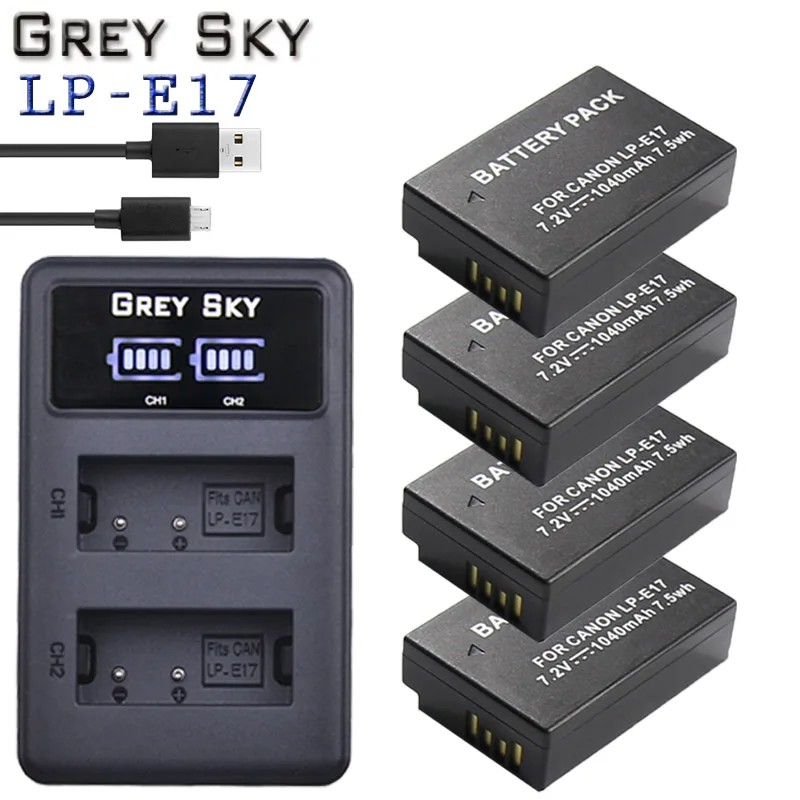 

LPE17 LP E17 LP-E17 Battery+LCD USB Dual Charger for Canon EOS 200D M3 M6 750D 760D T6i T6s 800D 8000D Kiss X8i Cameras